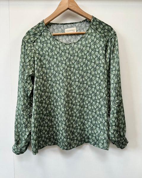 Blouse verte imprimé fleurs Cotélac