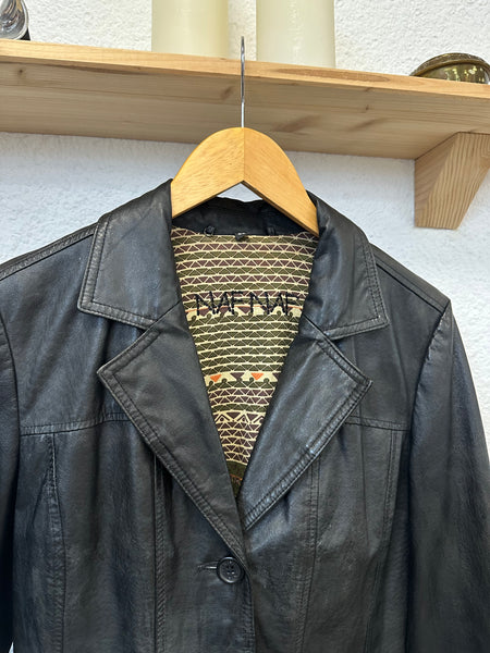 Veste en cuir noir Naf Naf Vintage