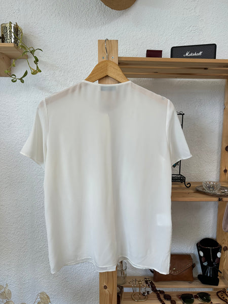 Chemise manches courtes en soie écru