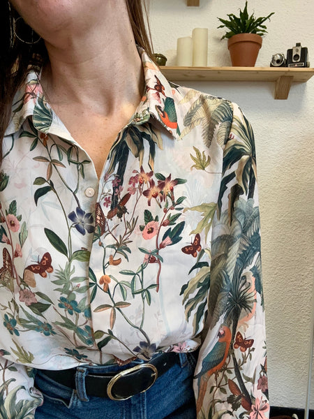 Chemisier écru à fleurs