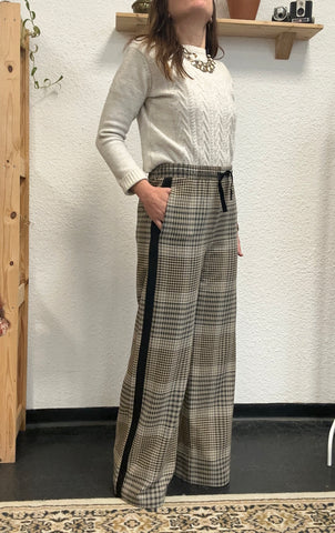 Pantalon large à carreaux Maje