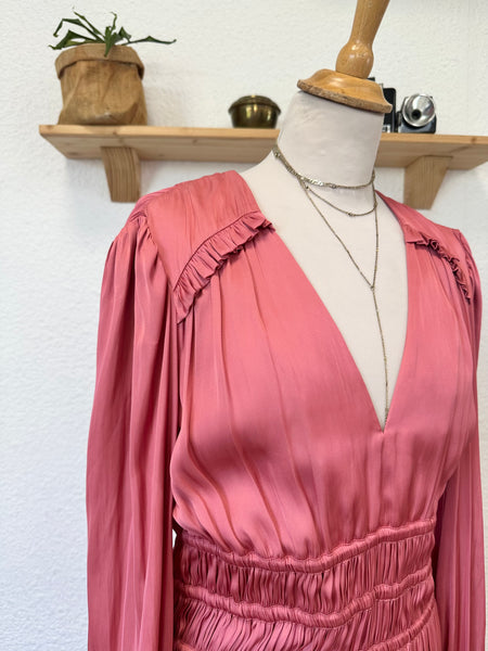 Robe satinée rose Maje