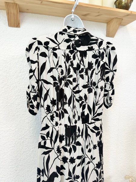 Robe longue blanche imprimé jungle noir Zapa