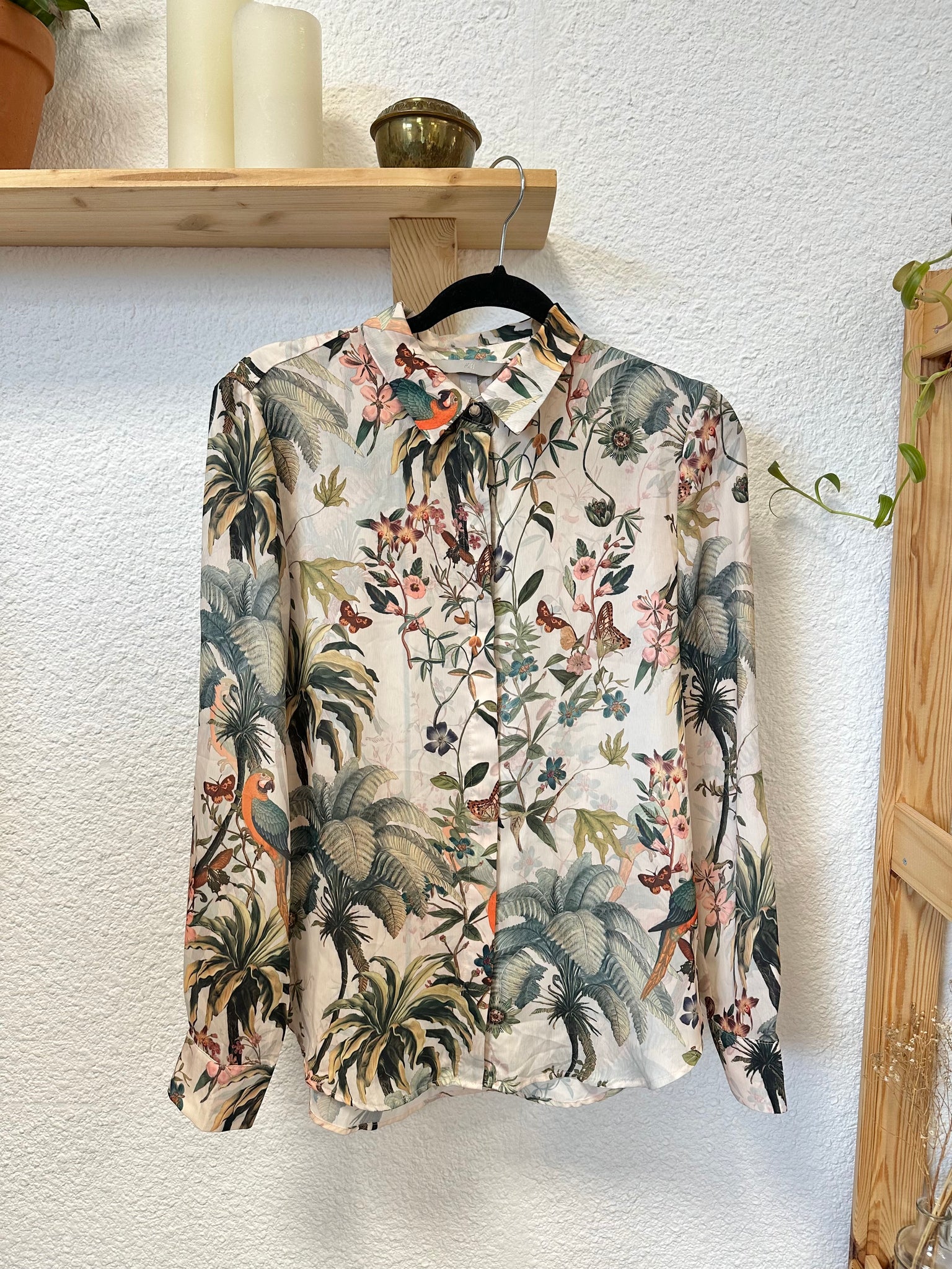 Chemisier écru à fleurs