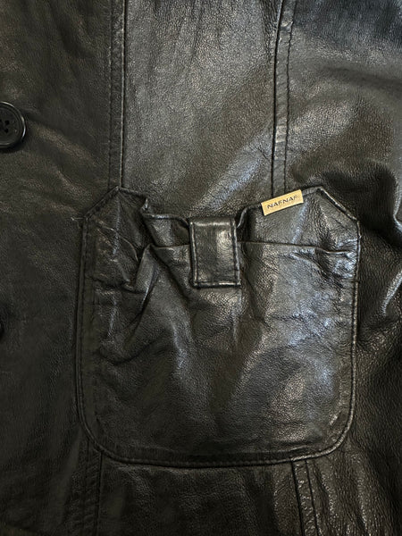 Veste en cuir noir Naf Naf Vintage