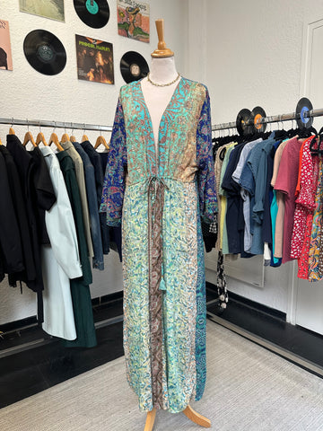 Kimono long vert/bleu