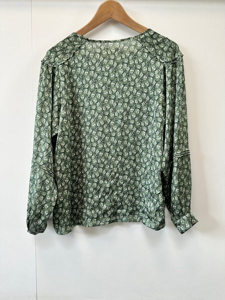 Blouse verte imprimé fleurs Cotélac
