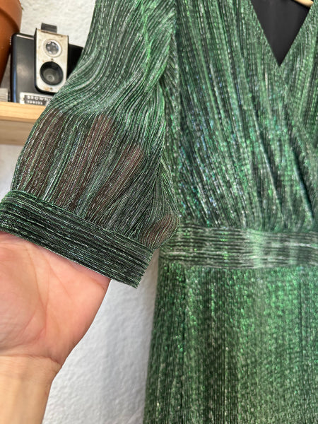 Robe longue métallisé verte IKKS