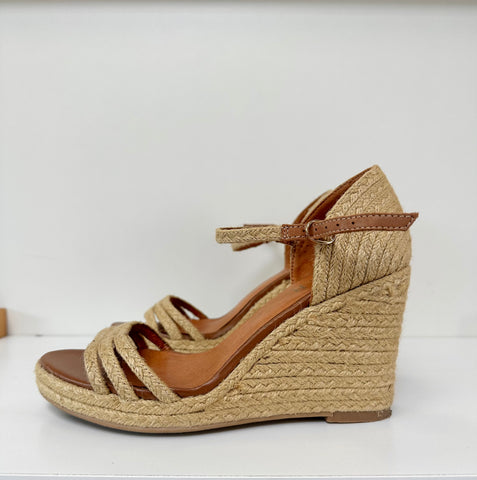 Sandales compensées beige
