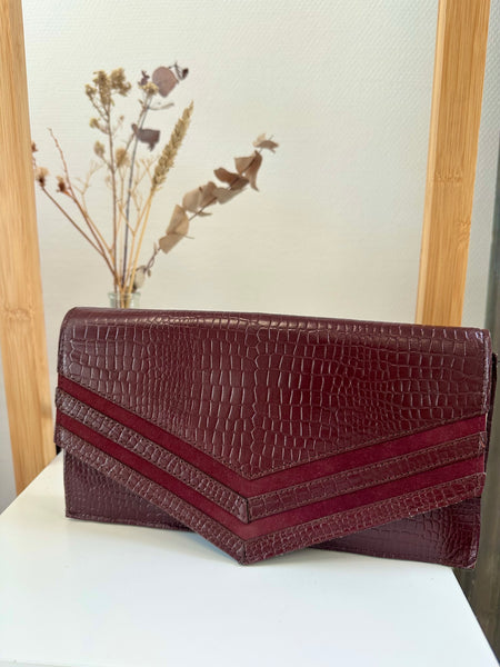 Sac en cuir croco bordeaux