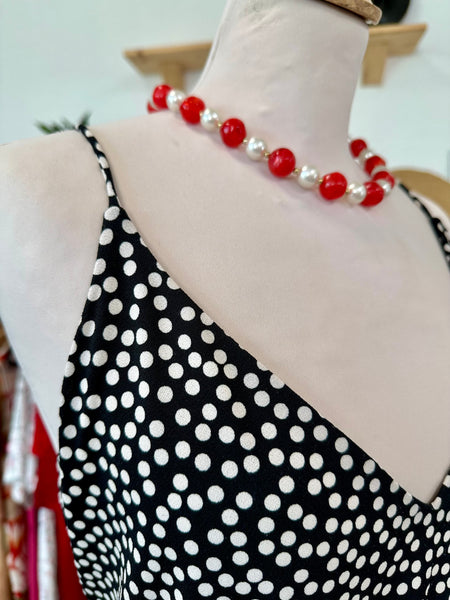 Robe noir à pois