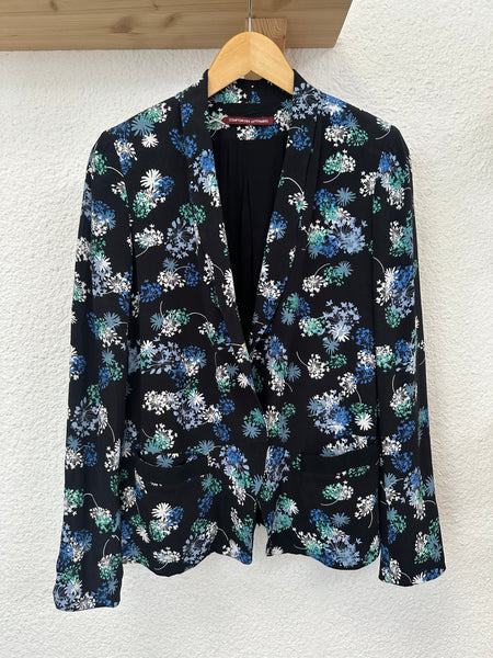 Blazer noir fleuri bleu