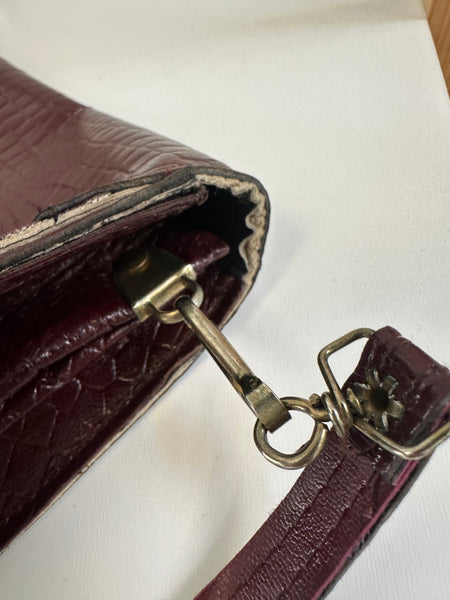 Sac en cuir croco bordeaux