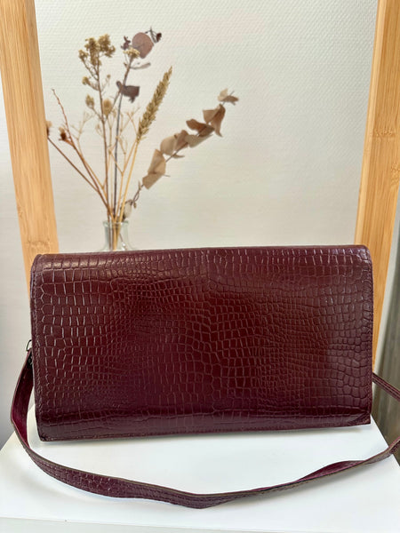 Sac en cuir croco bordeaux