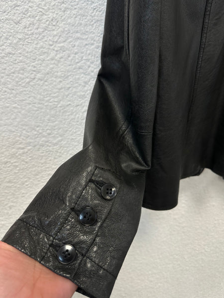 Veste en cuir noir Naf Naf Vintage