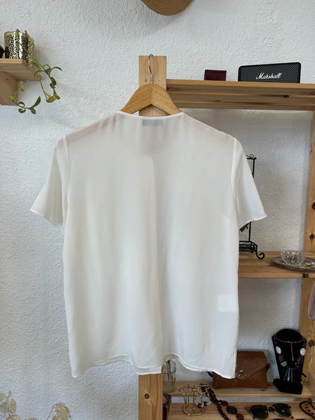 Chemise manches courtes en soie écru