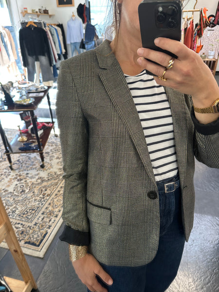 Blazer à carreaux noir et doré IKKS
