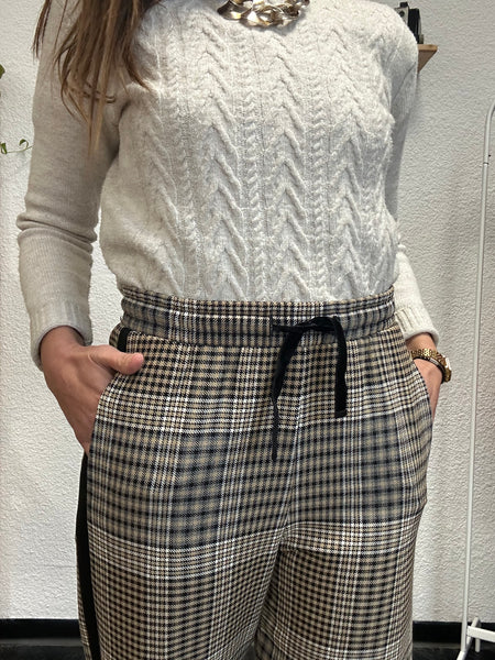 Pantalon large à carreaux Maje