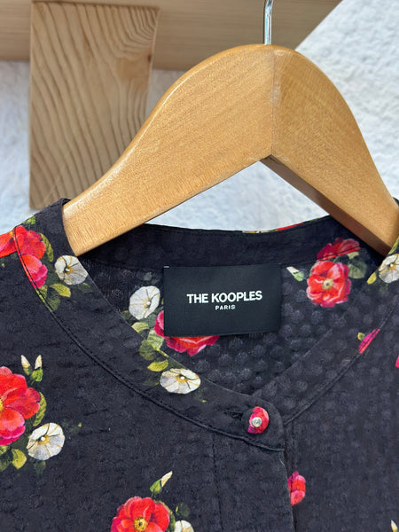 Blouse noir et fleurs rouge The Kooples