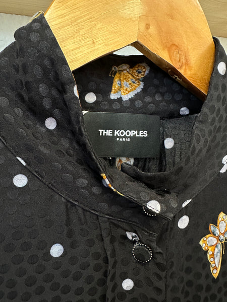 Chemisier noir à pois et papillon The Kooples