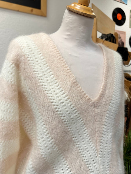 Pull en maille beige et rose Sézane Taille L