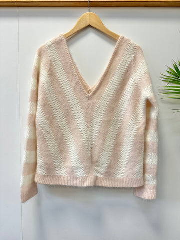 Pull en maille beige et rose Sézane Taille L