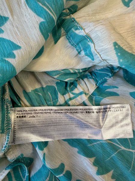 Blouse écru et bleu fleuri Mango