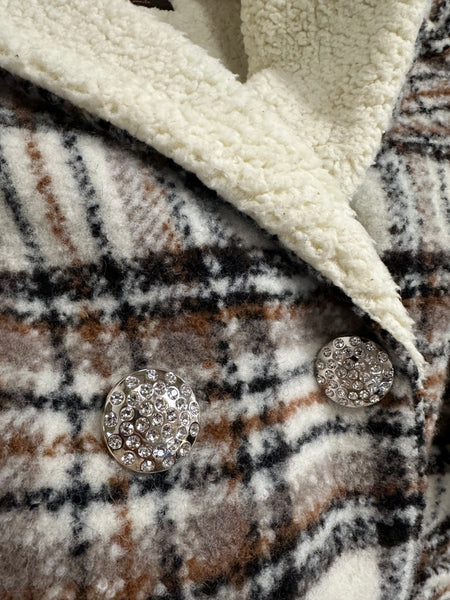 Manteau à carreaux beige oversize School Rag