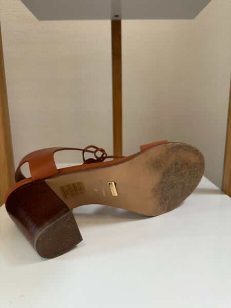Sandales à talons en cuir marron Minelli