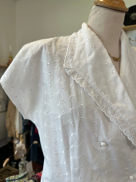 Chemisier blanc broderie anglaise Vintage
