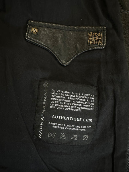 Veste en cuir noir Naf Naf Vintage