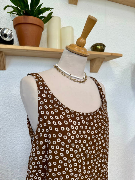 Débardeur marron à fleurs