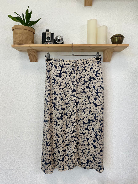 Jupe mi longue beige et bleu Caroll