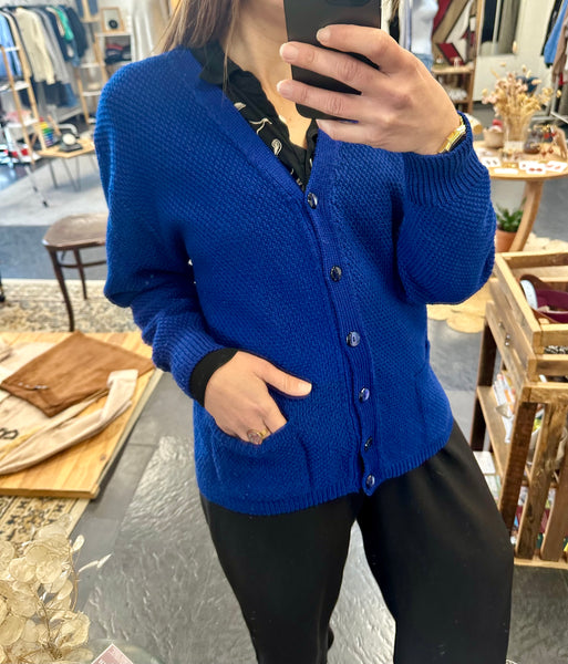 Cardigan bleu électrique