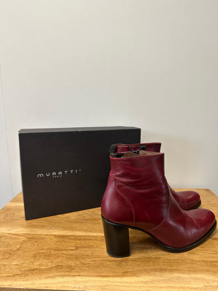 Bottines en cuir bordeaux Muratti