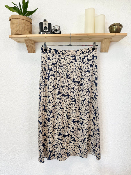 Jupe mi longue beige et bleu Caroll