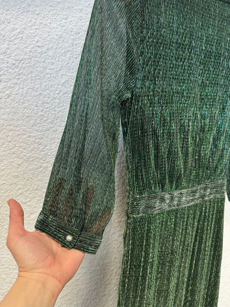 Robe longue métallisé verte IKKS