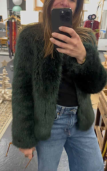Manteau fourrure verte