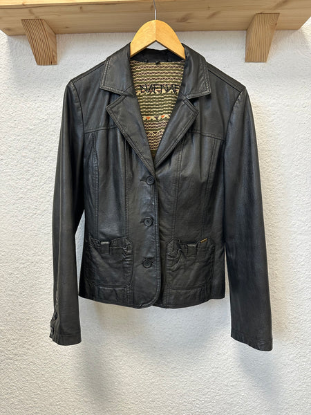 Veste en cuir noir Naf Naf Vintage