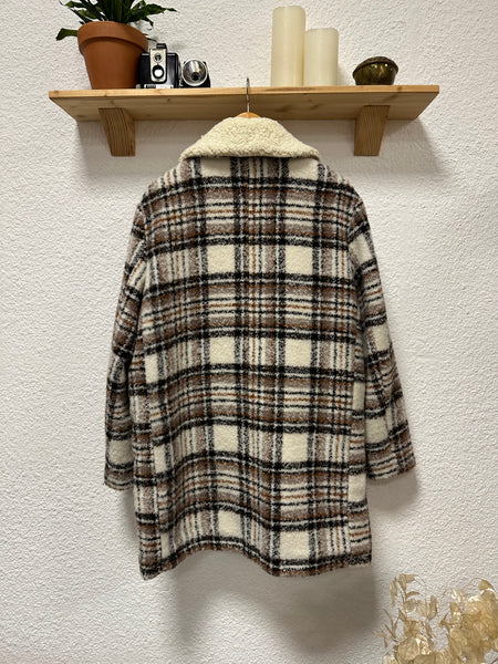 Manteau à carreaux beige oversize School Rag