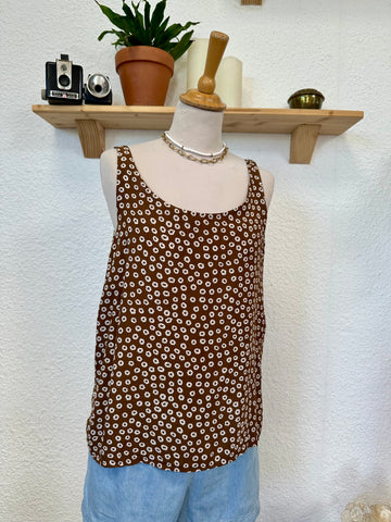 Débardeur marron à fleurs