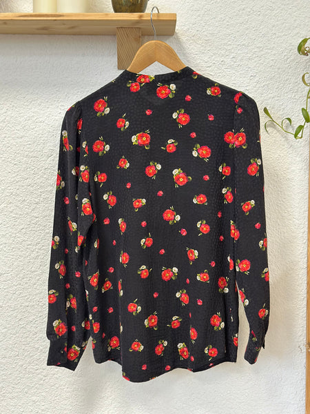Blouse noir et fleurs rouge The Kooples