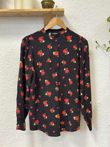 Blouse noir et fleurs rouge The Kooples