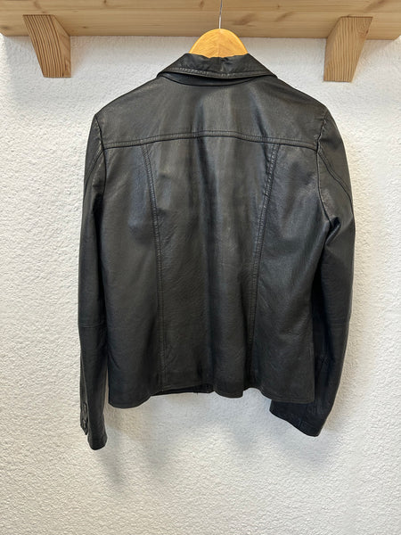Veste en cuir noir Naf Naf Vintage