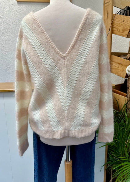 Pull en maille beige et rose Sézane Taille L