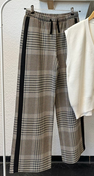 Pantalon large à carreaux Maje