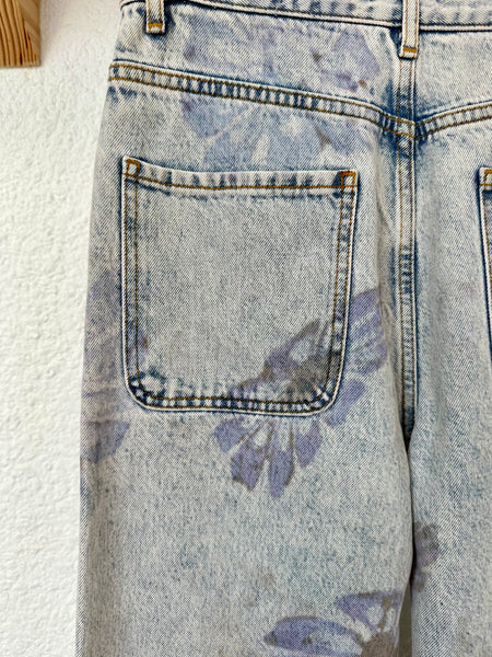 Jeans bleu motifs fleurs Sandro
