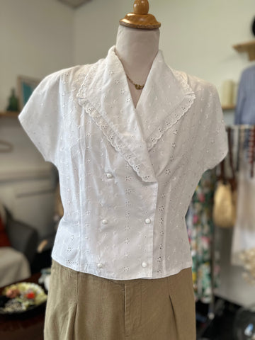 Chemisier blanc broderie anglaise Vintage