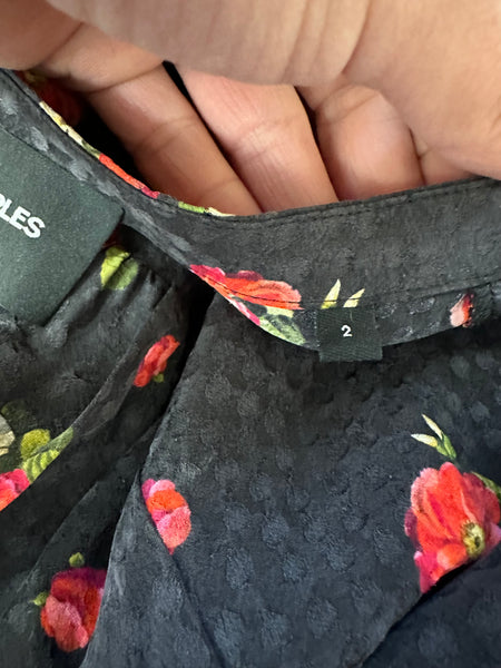 Blouse noir et fleurs rouge The Kooples