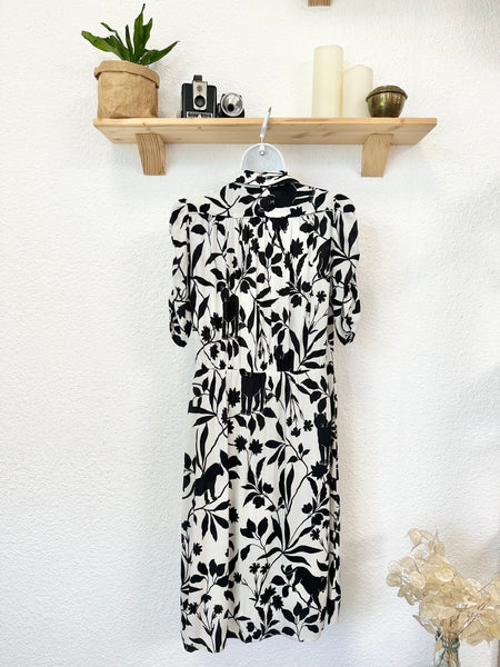 Robe longue blanche imprimé jungle noir Zapa